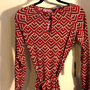 BCBG Arrowhead Carbon/Poppy fitted dress